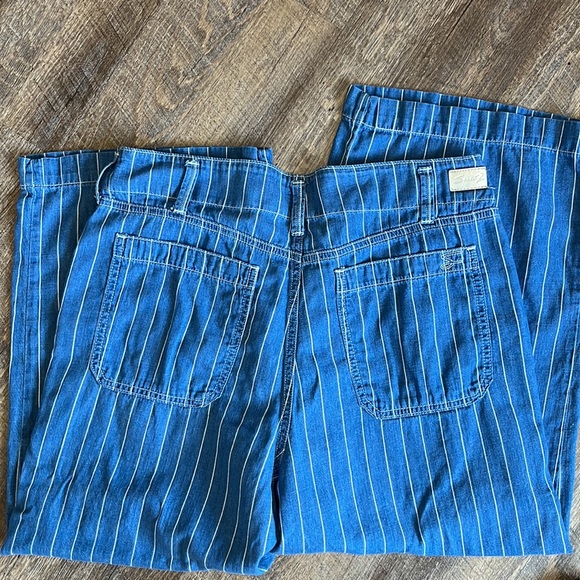 Seven7 Wide Leg Pant Cotton Size 10 Blue & White stripe - Picture 4 of 5